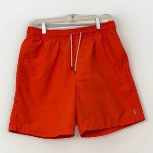 Polo Ralph Lauren Swim Trunks Men’s Large Orange Elastic Waist Drawstring Shorts
